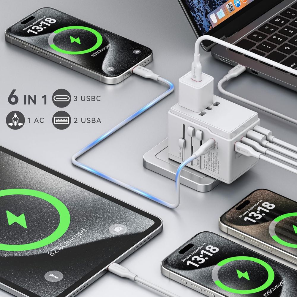 Dudao universal rejseadapter 35W - hvid - Billede 3