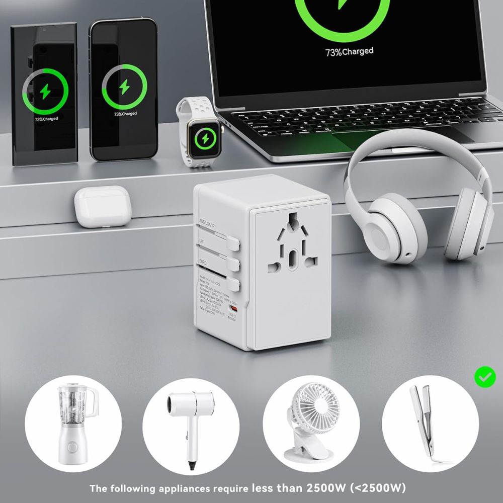 Dudao universal rejseadapter 35W - hvid - Billede 2